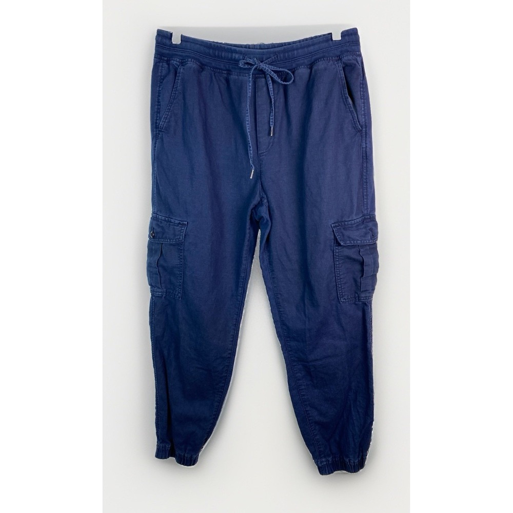 GAP Khakis Women's M Navy Blue Cotton Linen Blend Cargo Jogger Pants